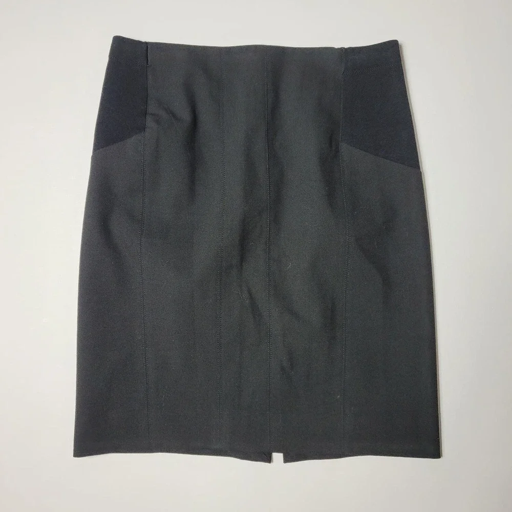 Bcbgmaxazria Women's Straight Pencil Career Skirt Elastic Waist Panel Wool Blend